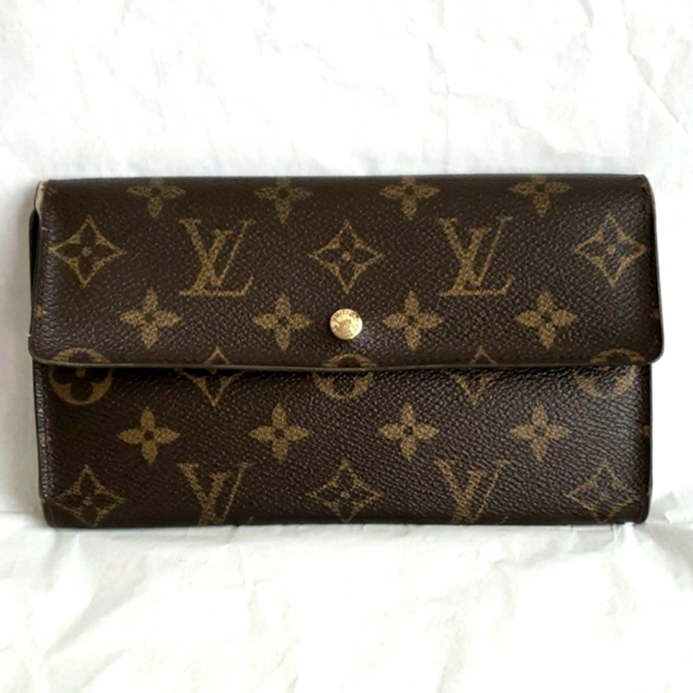 Authentic LOUIS VUITTON Monogram Porto Tresor International Trifold Long Wallet